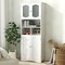 58.5 Inch Freestanding Linen Bathroom Storage Cabinet with Frost Glass Doors